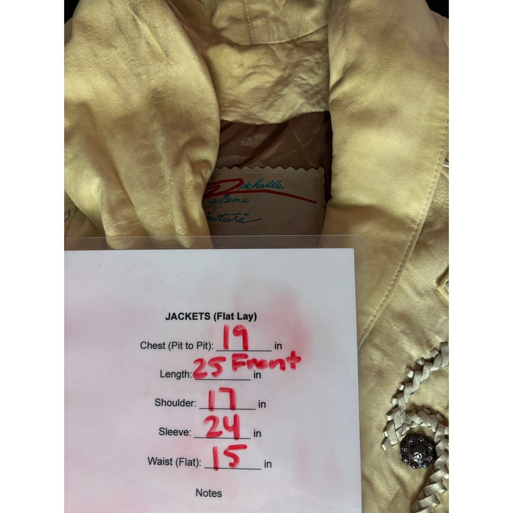 Vtg Michelle Julene Couture Leather Jacket Cowhide Western Beaded Whipstitch S - Picture 5 of 16